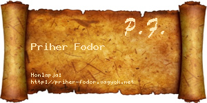 Priher Fodor névjegykártya